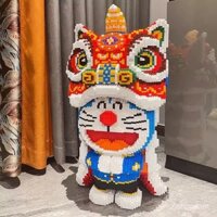 [Spot đang phát hành] Múa sư tử phong cách Trung Quốc Doraemon Tương thích với khối Lego lắp ráp hạt đồ chơi ghép hình Tự Làm Thủ Công Quà Tặng cô gái