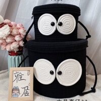[Spot] Giỏ Đựng Đồ Hoạt hình than bánh trang trí phòng khách đồ ăn nhẹ và đồ lặt vặt Hộp đựng đồ trong phòng ngủ giỏ đựng đồ chơi len có nắp đầu giường