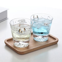 Spot goods Glass ins with high appearance and anti dro Cute water cup Large capacity water cupCốc thủy tinh biển băng trôi phong cách Instagram nguyên bản cốc nước chim cánh cụt cốc uống lạnh nước trái cây gia dụng cốc sữa