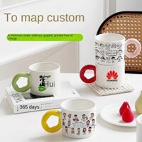 Spot goods Glass ins with high appearance and anti dro Cute water cup Large capacity water cupCốc tùy chỉnh logo hoa Cốc trẻ em Cốc gốm sứ tùy chỉnh in hình ảnh cô gái tốt nghiệp cốc nước tùy chỉnh ảnh