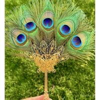 [Spot Hot Sale] Quạt lông chim công mùa hè cầm tay quạt lông vũ đạo cụ chụp ảnh Quạt cưới