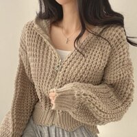[Spot Hot Sale] Thu đông mỏng dệt kim Cardigan cho phụ nữ Kích thước lớn Cardigan ngắn nữ Áo len dệt kim dài tay Vòng cổ áo len ngắn Hàn Quốc lỏng lẻo đan Top