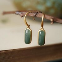 [Spot] Little Yinjiang nguyên bản bạc Bạc phương pháp cổ vàng tự nhiên Hoa Tai Ngọc Bích Nữ Phong Cách Trung Quốc cổ điển Bông tai phong cách cổ