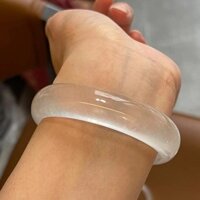 [Spot] Màu Ngọc Bích, băng cao, Vòng Tay bằng ngọc bích trắng, đá thạch anh, loại băng, Vòng Tay ánh trăng trắng, nước bọt, băng trong suốt, Vòng Tay vẻ đẹp thanh tròn