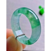 [Spot] Miến Điện Laokeng loại băng màu ngọc bích nổi hoa nổi màu xanh dương nam và nữ nhẫn đá thạch anh trơn Nhẫn đuôi