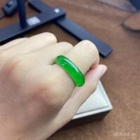 [Spot] Miến Điện màu ngọc bích màu cổ hang Băng đầy đủ màu hoàng đế nhẫn màu xanh lá cây Nhẫn Đá Thạch Anh nam nữ cặp đôi Nhẫn Ngọc Bích