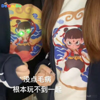 [Spot] Nezha dạ quang ngắn tay cặp đôi hài hước ngắn tay Quần Áo Cha Mẹ trẻ em giản dị mặc nhà nam và nữ ngắn tay tất cả các kết hợp phát sáng Ngắn Tay Áo phông hoạt hình cha mẹ trẻ em Áo phông dạ quang Nezha ngắn tay