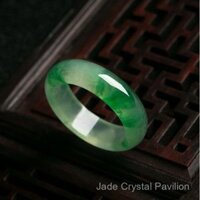 [Spot] Nhẫn hoa nổi loại băng ngọc bích cấp một, Nhẫn ngọc bích màu xanh lá cây nổi màu xanh lá cây nổi, Nhẫn Ngọc Bích mô phỏng cho Nam và Nữ, Nhẫn ngọc bích màu xanh lá cây nổi