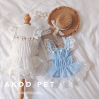 [Spot] Pet Cat Dog Pure Desire Phong cách hoa hồng Sling mùa xuân và mùa hè mỏng Bichon Bomei chó nhỏ Công Chúa Váy Quần áo thú cưng