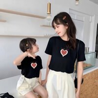 [Spot] [Phiên bản thẳng rộng rãi] Mùa hè phong cách mới bé gái cộng với kích thước ngắn tay quần áo cha mẹ trẻ em