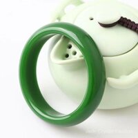 [Spot] Phong cách Trung Quốc mới phong cách cổ Tân Cương Hetian rau bina Xanh jasper Vòng tay ngọc bích vòng tròn mỏng Vòng tay ngọc bích giả
