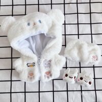 Spot white milk bear zipper coat trousers 20cm set 20cm cute baby clothes star cotton doll
