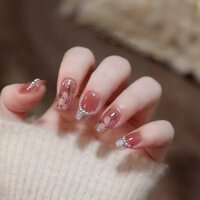 Spring New Camellia Wear Armor Xiaohongshu Hot Long Island Iced Tea Flash Cat Eye Mid-Length Nail Patch PBWb
