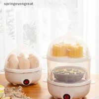 Springevengreat 220V Nồi Hơi Trứng Điện Đa Năng Hai Lớp Nồi Trứng Mini Hấp Poacher Nấu Ăn Nhà Bếp Máy Ăn Sáng Springevengreat
