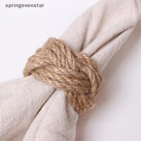 Springevenstar 6 Chiếc Tự Nhiên Dây Gai Dầu Bện Khăn Ăn Nhẫn Retro Phong Cách Nông Thôn Màu Nâu Vải Lanh Khăn Ăn Khóa Trang Trí Bàn Tay Dệt Khăn Ăn Nhẫn Springevenstar