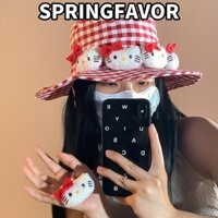 Springfavor Mũ ngư dân Hello Kitty, Mũ chống nắng hoạt hình Hello Kitty, Mũ xô Sanrio chống tia cực tím thoáng khí Thể thao ngoài trời