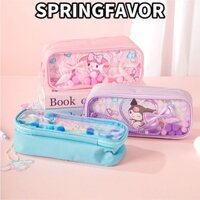 Springfavor Sanrio Bút Chì, Dung Tích Lớn My Melody Cinnamoroll Kuromi Anime Hộp Bút Chì, Kawaii Hai Lớp Hoạt Hình Túi Đựng Bút Vải Văn Phòng Trường Học