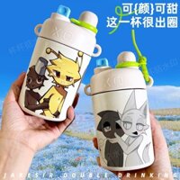 Sprunki Nhịp Điệu Hộp Ngoại Vi Đôi Bình Giữ Nhiệt Uống Cốc Ống Hút Nước Dung Tích Lớn Thép Không Gỉ Học Sinh Di Động20250314