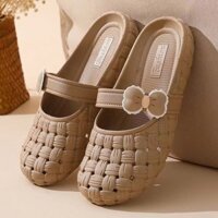 SPT010 - Dép sục nhựa Hàn Quốc, dép Croc phối nơ - thoáng khí, chống trơn trượt - Nâu                          - 37882381                                                       Yêu thích