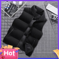 Spvpz Áo khoác ngoài mùa đông Áo ghi lê không tay Áo Vest đệm mùa đông nam có cổ đứng và túi dây kéo Áo khoác ngoài không tay chống gió cho thời tiết lạnh Phong cách cho ngoài trời