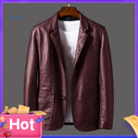 Spvpz Phù Hợp Với Áo Khoác Giả Da Cổ Áo Cardigan Màu Trơn Nam Áo Khoác Trang Trọng Cho Cuộc Họp