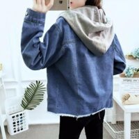 SQT Áo khoác jean nữ có nón tia kéo cách điệu, áo bò nữ có mũ xì tin - DTH