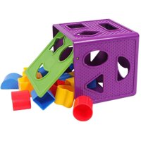 Square Baby Blocks Shape Sorter Toy Blocks Multi Shapes Color Recognition Toys Box