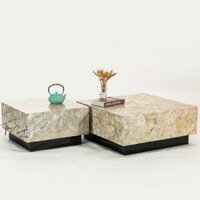 Square Prisma Mother-of-Pearl Shell Mosaic Coffee Table