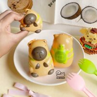 Squishy Capybara đeo balo rùa (6cm)