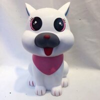 Squishy tạo dáng chó cún mắt to đeo yếm hồng đại rộng lớn to bự cute đồ giải trí mềm mại co dãn và đàn hồi giải hòa căng