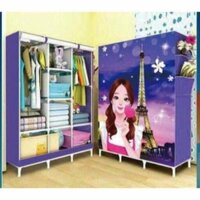 SR Tủ vải đựng quần áo cao cấp 3 buồng 8 ngăn