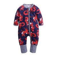 SR373 Sơ Sinh Bé Trai Bé Gái Cotton Rompers Dài Tay Fox In Áo Liền Quần Ngủ Cho Bé Bộ Trang Phục Áo Liền Quần Bé BEBE Quần Áo