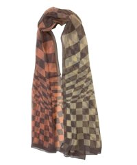 #SS10188070 Wide Checker, Silk Long Scarf, Beautifully Designed Stole, made of Silk Shiffon, Gift Cased