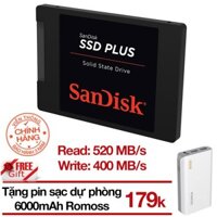 SSD 120Gb Sandisk Plus tặng Pin sạc dự phòng 6000mAh Solit 3 Romoss - Chính hãng