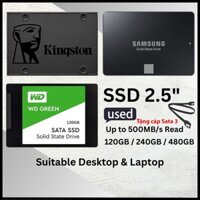 SSD 2.5" 120GB, 240GB, 480GB SAMSUNG, INTEL, KINGSTON, WD, SANDISK, SSD Sata 3 Tháo máy