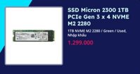 SSD Micron 2300 1TB PCIe Gen 3 x 4 NVME M2 2280 (1TB NVME M2 2280 - Green - Used, Nhập khẩu)