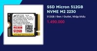 SSD Micron 512GB NVME M2 2230 (Đen - Outlet, Nhập khẩu)