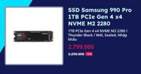 SSD Samsung 990 Pro 1TB PCIe Gen 4 x4 NVME M2 2280 (Thunder Black - Outlet, Nhập khẩu)