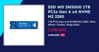 SSD WD SN5000 1TB PCIe Gen 4 x4 NVME M2 2280 (Blue - White - Outlet, Nhập khẩu)
