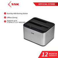 Ssk Dual Bay Ngoại Tuyến Nhân Bản SATA HDD Docking Station USB3.0 SATA Ổ Cứng Bên Ngoài Docking Station