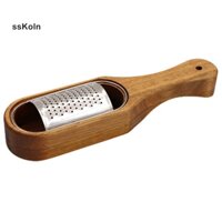 Ssk_ long-lasting blade cheese grater wood grater with tray premium stainless steel cheese grater with long handle and removable wood collector perfect for shredding