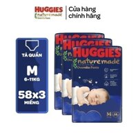[SSSS] Combo 3 Tã quần Huggies Naturemade ban đêm M58/L44/XL38/XXL26