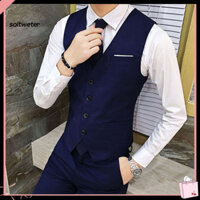 St Áo ghi lê một ngực nam Slim Fit Phù hợp với Vest nam Slim Fit Trang trọng Phù hợp với áo Vest cổ chữ V Không tay Groomsman Áo ghi lê màu trơn bảo hộ lao động bán chạy nhất