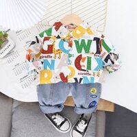 ST562 - Set Quần Jean, Áo Sơ Mi Tay Dài Phong Cách Cho Bé Trai