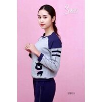 ST8151 - Bộ chần bông, quần da cá thêu đắp- Sunfly