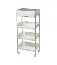 STACKO Kệ để đồ 4 tầng 1 ngăn kéo bằng nhựa có bánh xe TILLA Thái Lan W41xD26xH93.5cm màu trắng
