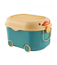 STACKO Thùng đựng đồ đa năng hình con vịt có bánh xe có nắp khóa hai bên W57xH33xD38cm Sz L màu xanh dương
