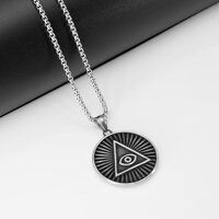 Stainless Steel All Seeing Eye of Providence Pyramid Pendant Amulet Necklace