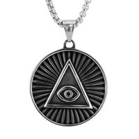 Stainless Steel All Seeing  Pyramid Pendant Necklace