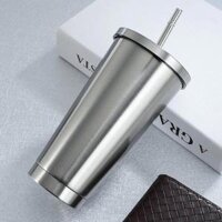 Stainless Steel Cup Bottle Water Travel Double Wall Coffee Mug 500ml Black - Silver
